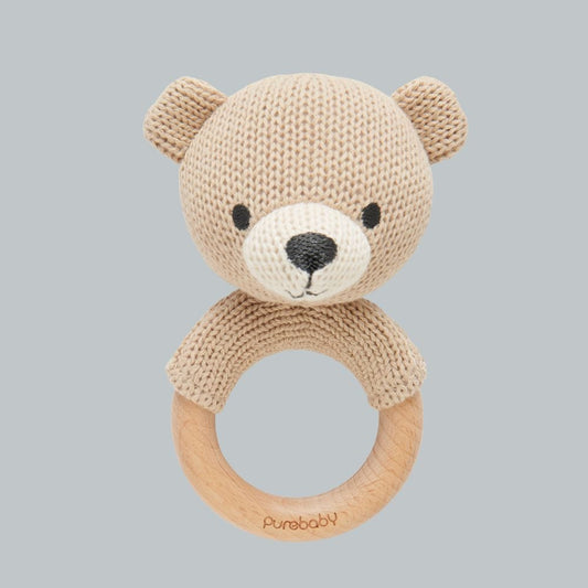 Purebaby Knitted Bear Rattle