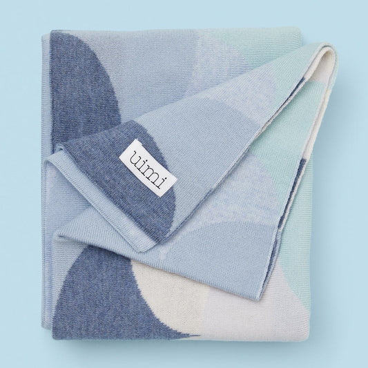 Uimi Memphis Scallop Bassinet Blanket in Merino Wool - Indigo