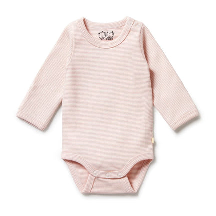Wilson and Frenchy Organic Stripe Long Sleeve Bodysuit Canteloupe 000