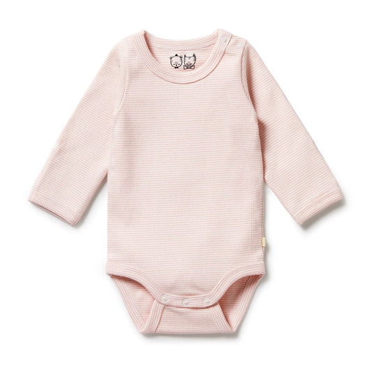Wilson and Frenchy Organic Stripe Long Sleeve Bodysuit Canteloupe 000