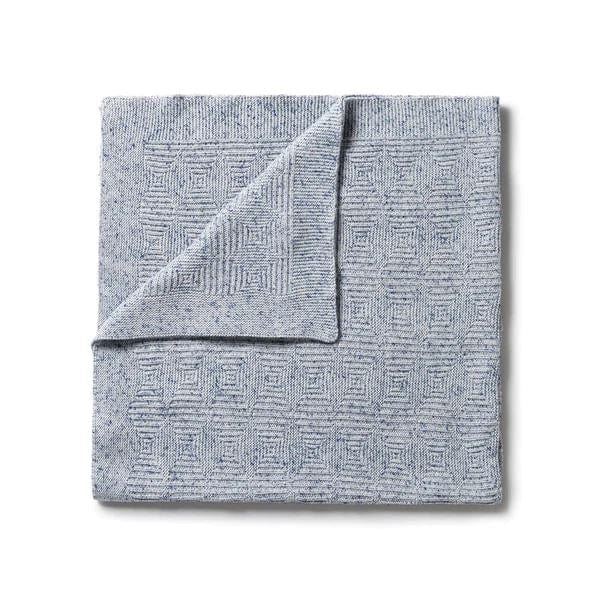 Wilson and Frenchy Blue Blanket in wool cotton and bamboo 100cm x 100cm