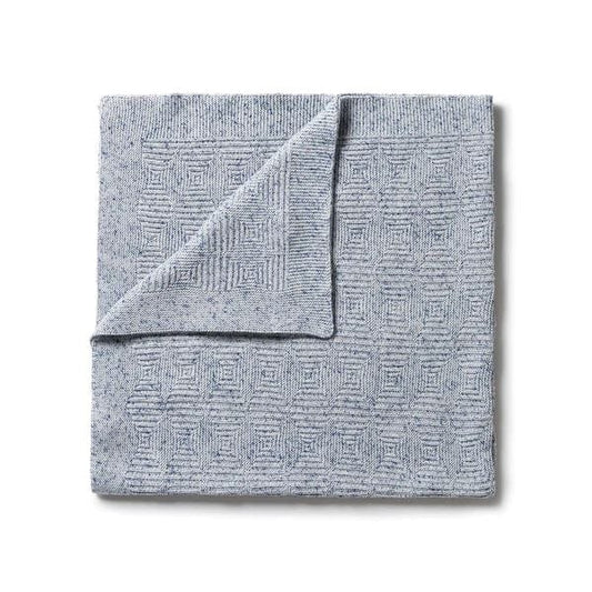 Wilson and Frenchy Blue Blanket in wool cotton and bamboo 100cm x 100cm