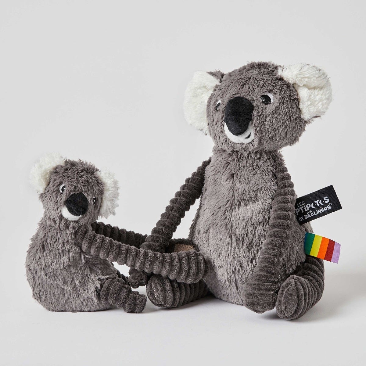 Les Deglingos Grey Koala and Baby Soft Toys