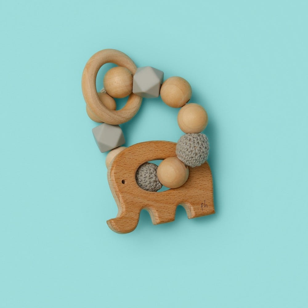 Baby Teething Toy in Silicone and Wood
