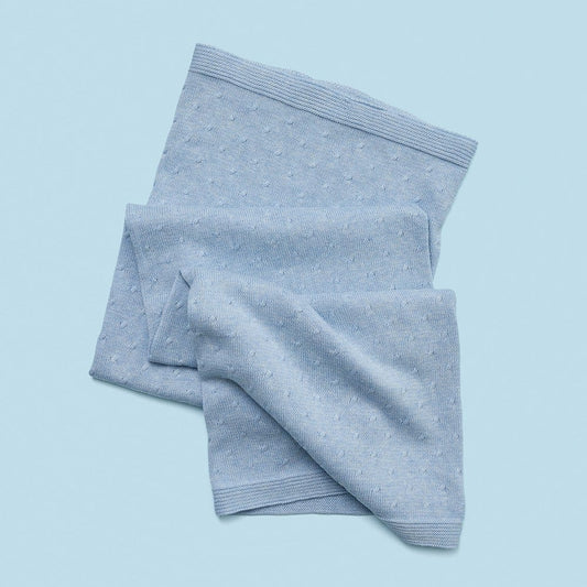 Purebaby Pale Blue Essentials Blanket made from Organic Cotton | Soul Baby Gifts