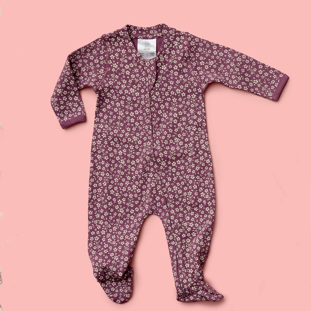 Babu Ditsy Floral Long Sleeve Zipsuit 0-3m