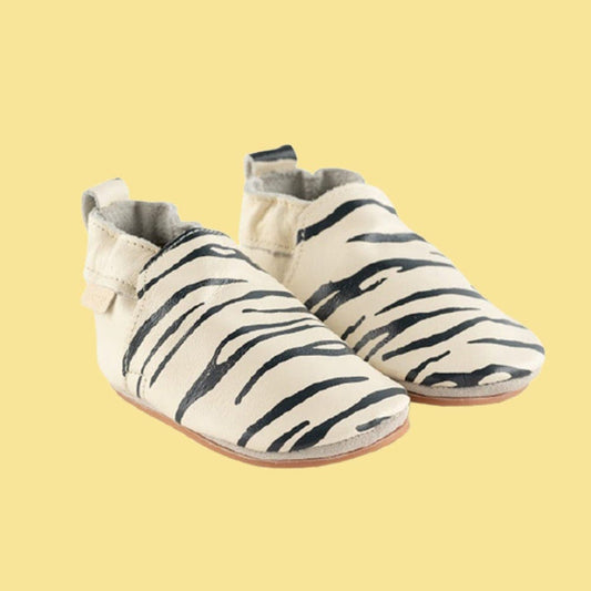 Boumy Sinki Stripe Cream Leather Baby Shoes 12m-18m