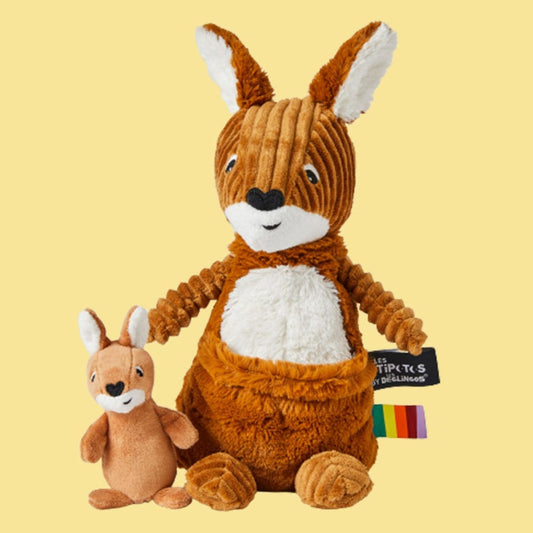 Les Deglingos Ptipotos Kangaroo and Joey Soft Toy