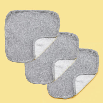 Living Textiles Baby Face Washer in Grey Marle Jersey Cotton set of Three