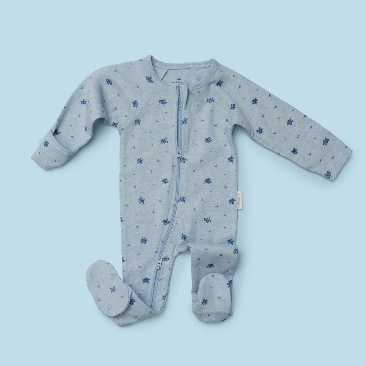 Purebaby Zip Growsuit in Pale Blue Melange size 000