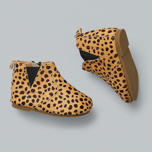 Sienna Baby Spotty Leather Baby Boots with Hard Sole and Zip 24-30 Months