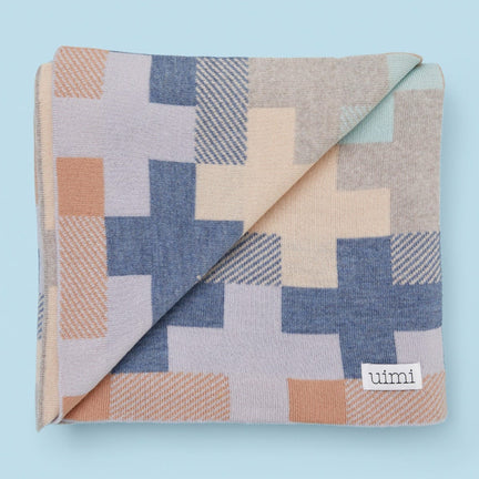Uimi Max Double Sided Cross Pattern Blanket in Merino Wool - Tea