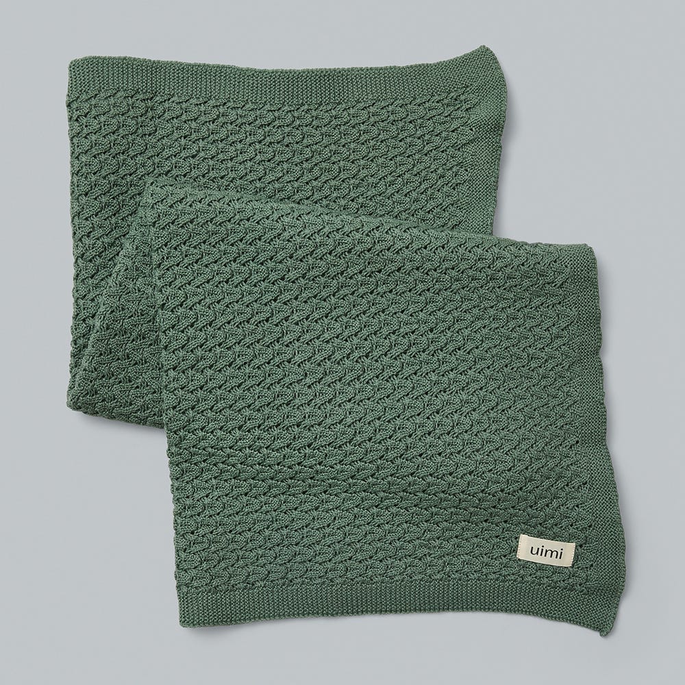 Uimi Ruby Merino Wool Baby Bassinet Blanket in Jade