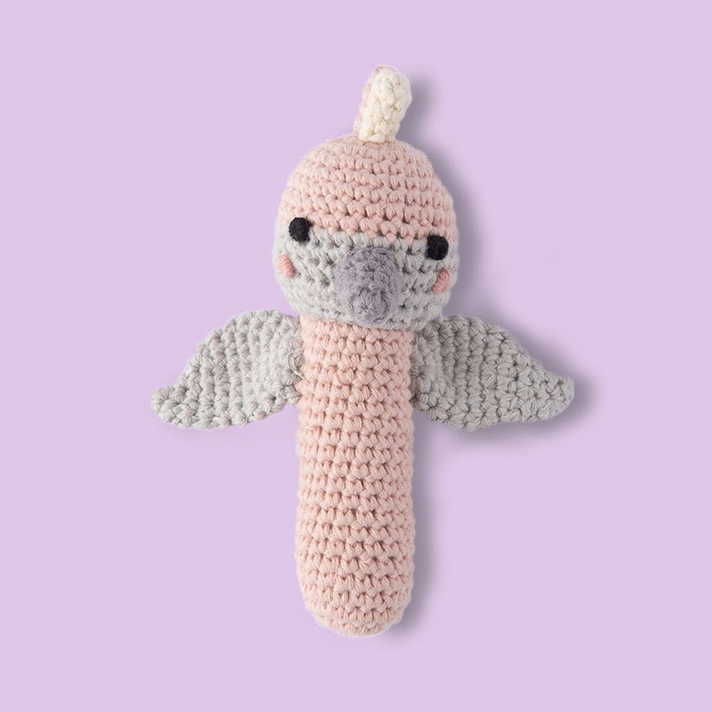 Weegoamigo Galah Crochet Rattle Baby Toy