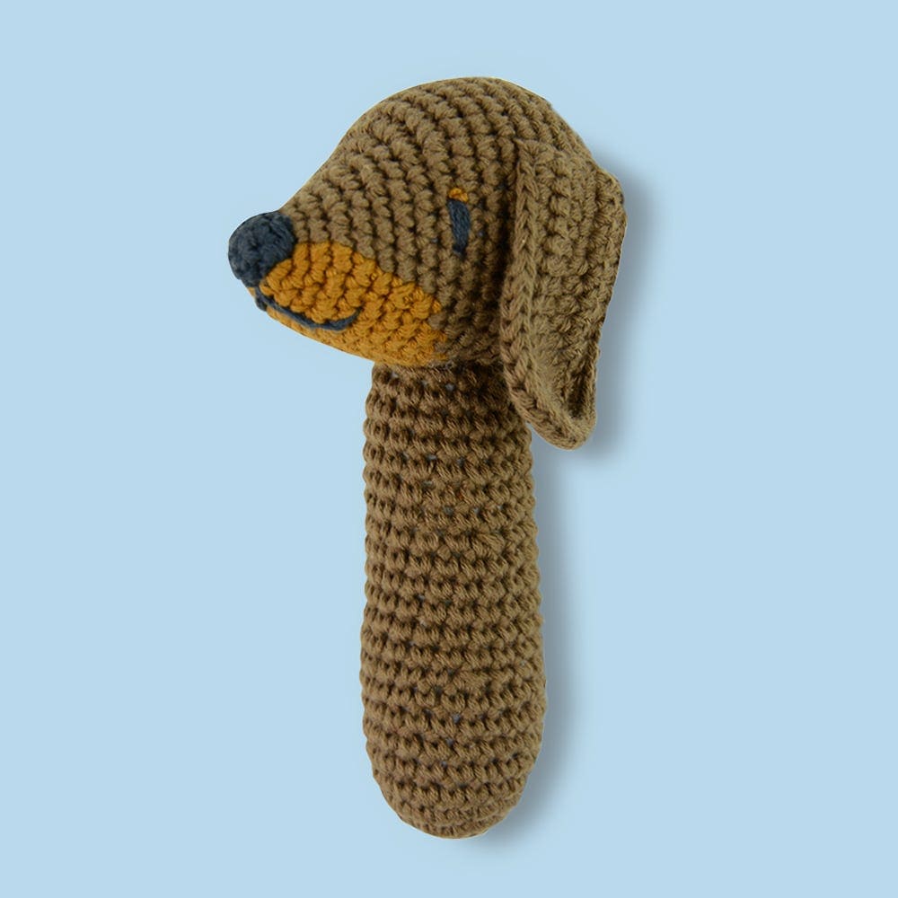 Weegoamigo Sausage Dog Crochet Rattle Toy-soul-baby-gifts-