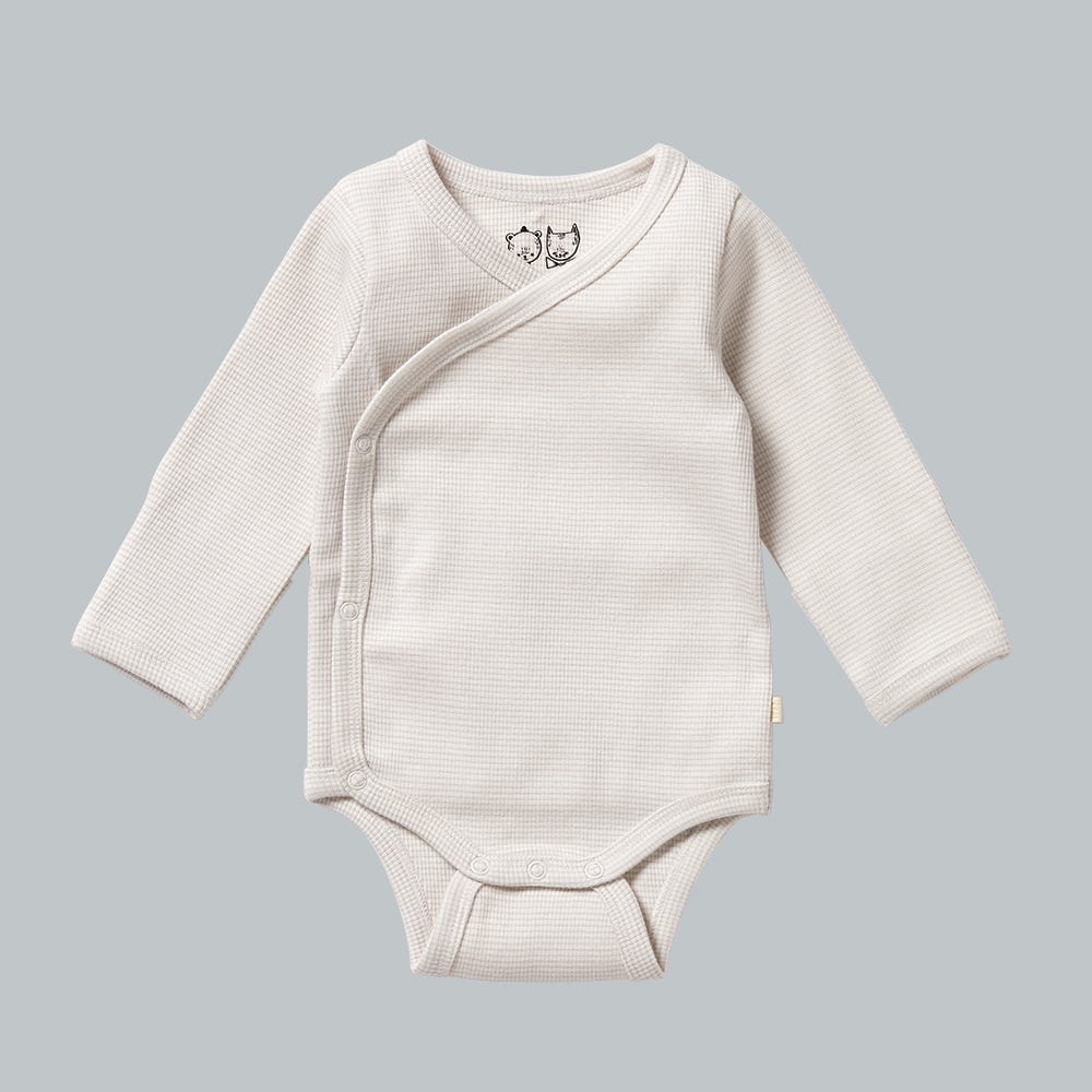 Wilson and Frenchy Organic Stripe Kimono Bodysuit Clay 000