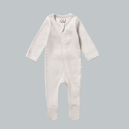 Wilson and Frenchy Organic Stripe Rib Zipsuit w Feet Clay 000-soul-baby-gifts-
